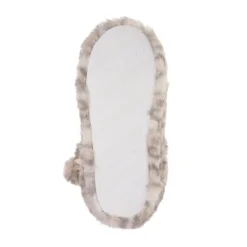 Faux-Fur Slipper Booties - Grey Leopard