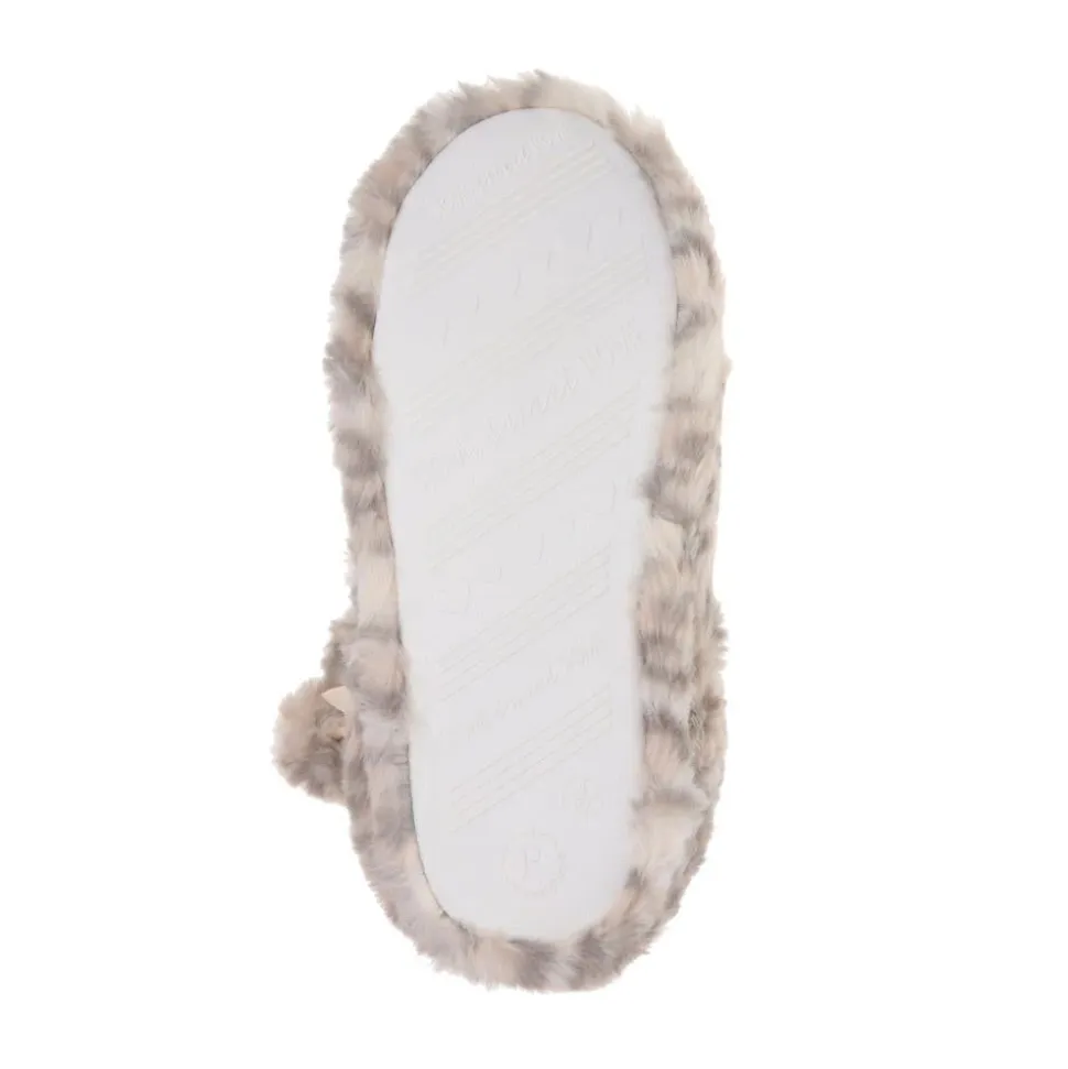 Faux-Fur Slipper Booties - Grey Leopard