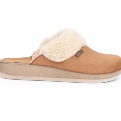 Faux-Fur Slipper Mules - Camel