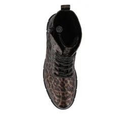 Faux Leather Lace-Up Boots - Leopard