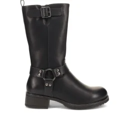 Faux-Leather Long Boots - Black