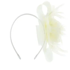 Feather Flower Fascinator - Nude