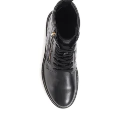 Fiona Lace-Up Leather Ankle Boots - Black