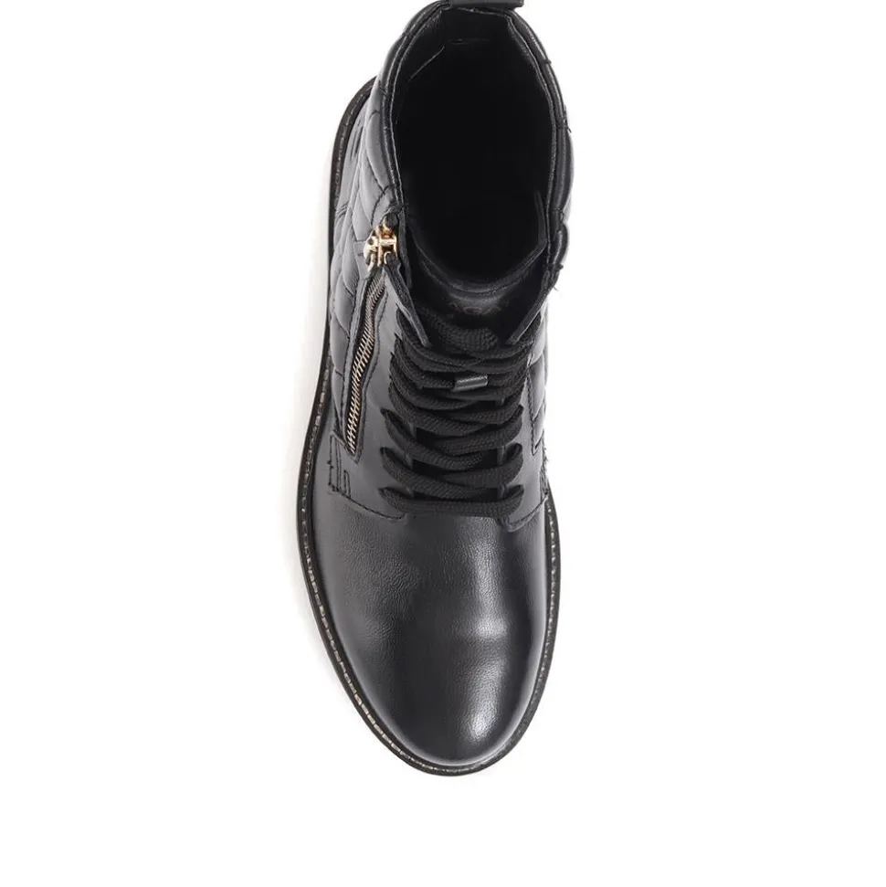 Fiona Lace-Up Leather Ankle Boots - Black