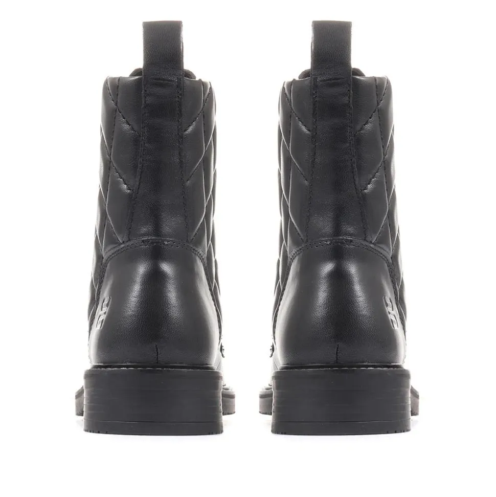 Fiona Lace-Up Leather Ankle Boots - Black