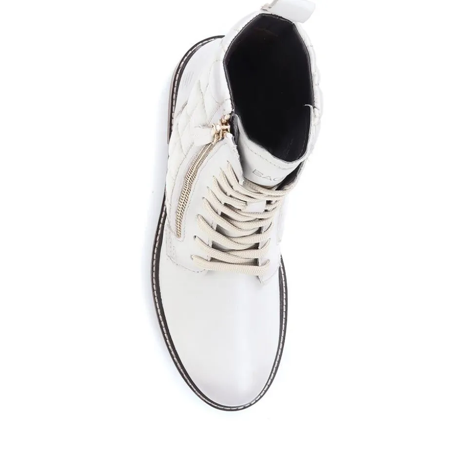 Fiona Lace-Up Leather Ankle Boots - Off White