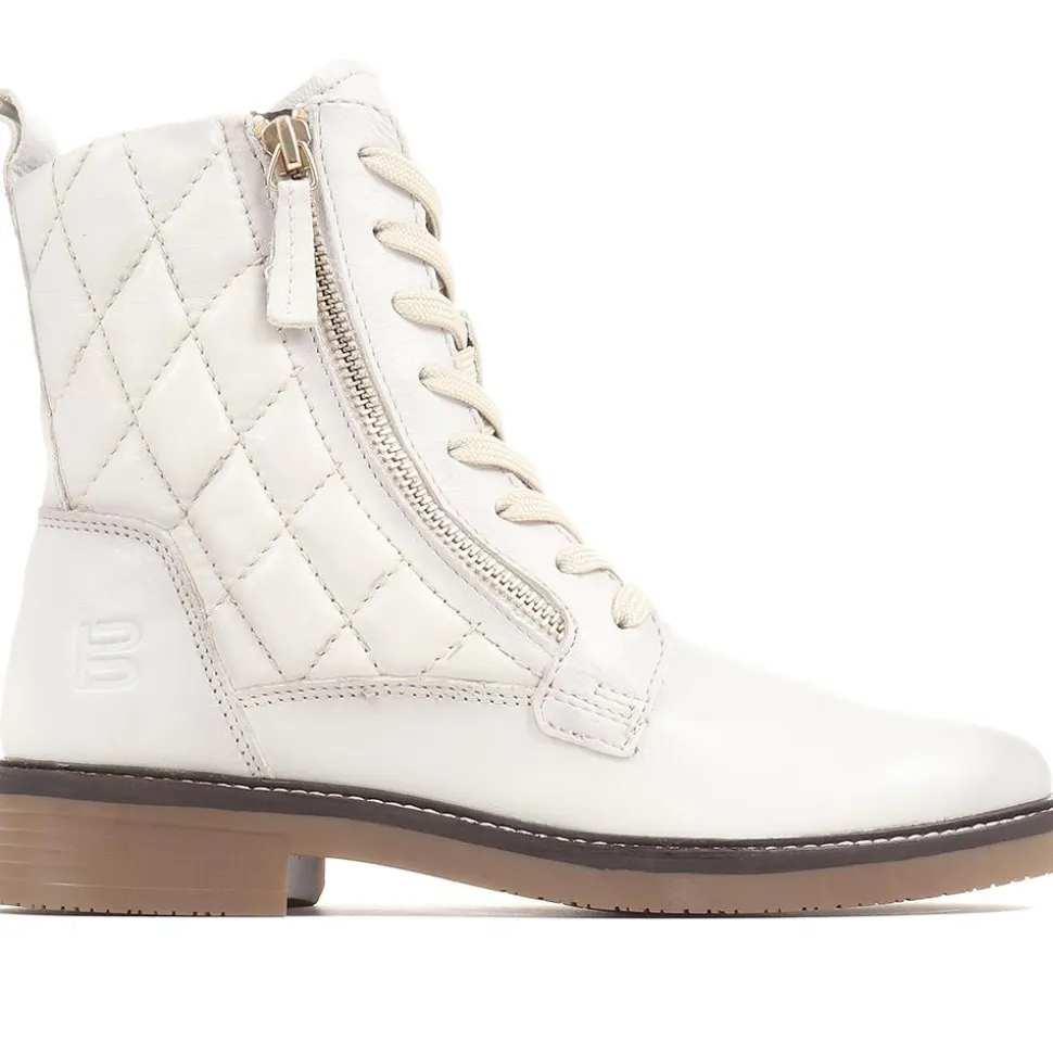 Fiona Lace-Up Leather Ankle Boots - Off White