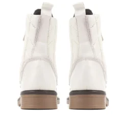Fiona Lace-Up Leather Ankle Boots - Off White