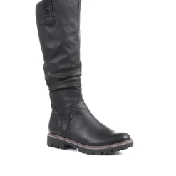 Flat Knee High Boots - Black