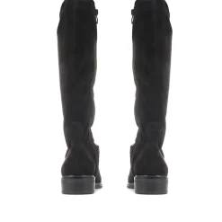 Flat Knee High Boots - Black