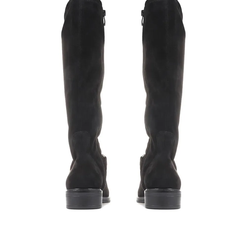 Flat Knee High Boots - Black