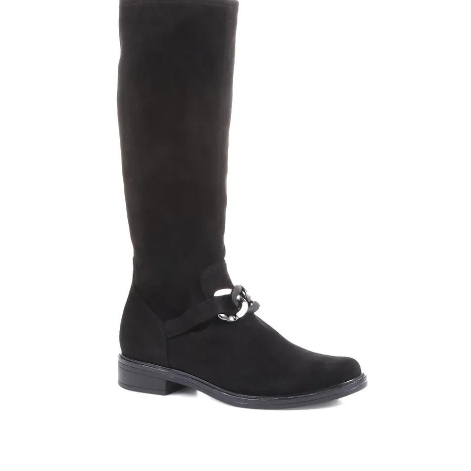 Flat Knee High Boots - Black