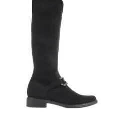 Flat Knee High Boots - Black