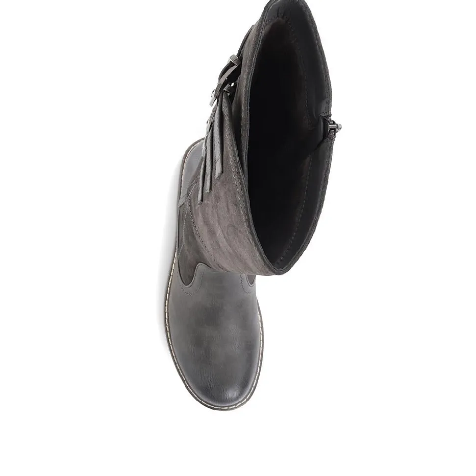 Flat Knee High Boots - Grey