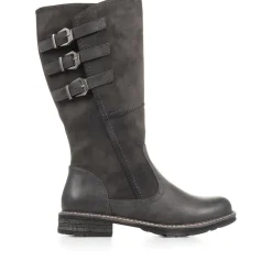 Flat Knee High Boots - Grey