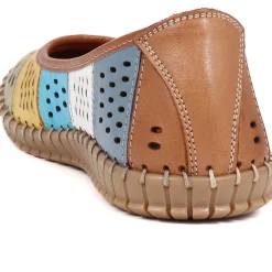 Flat Leather Ballerina Shoes - Multi