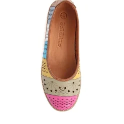 Flat Leather Ballerina Shoes - Multi