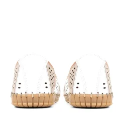 Flat Leather Ballerina Shoes - Natural Multi