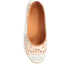 Flat Leather Ballerina Shoes - Natural Multi
