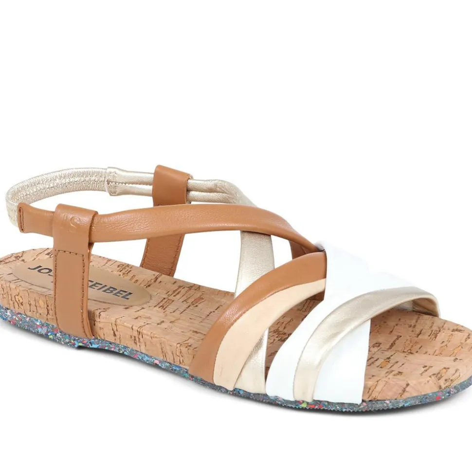 Flat Leather Sandals - Tan Multi