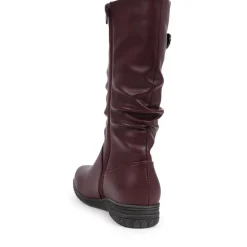 Flat Slouch Boots - Burgundy