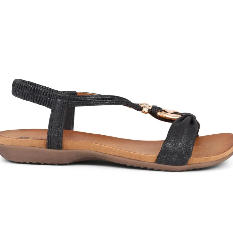 Flat Strappy Sandals - Black