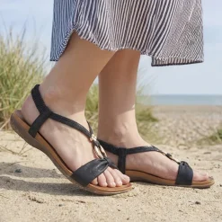 Flat Strappy Sandals - Black