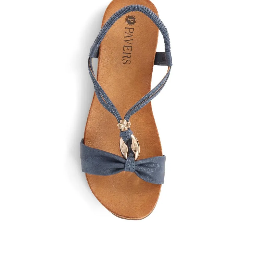 Flat Strappy Sandals - Navy