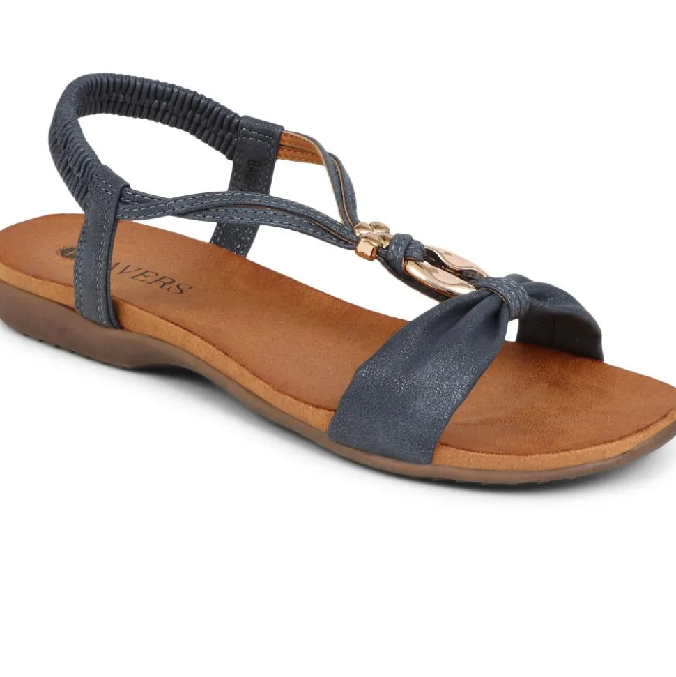 Flat Strappy Sandals - Navy