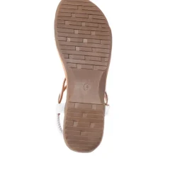 Flat Strappy Sandals - White-Silver