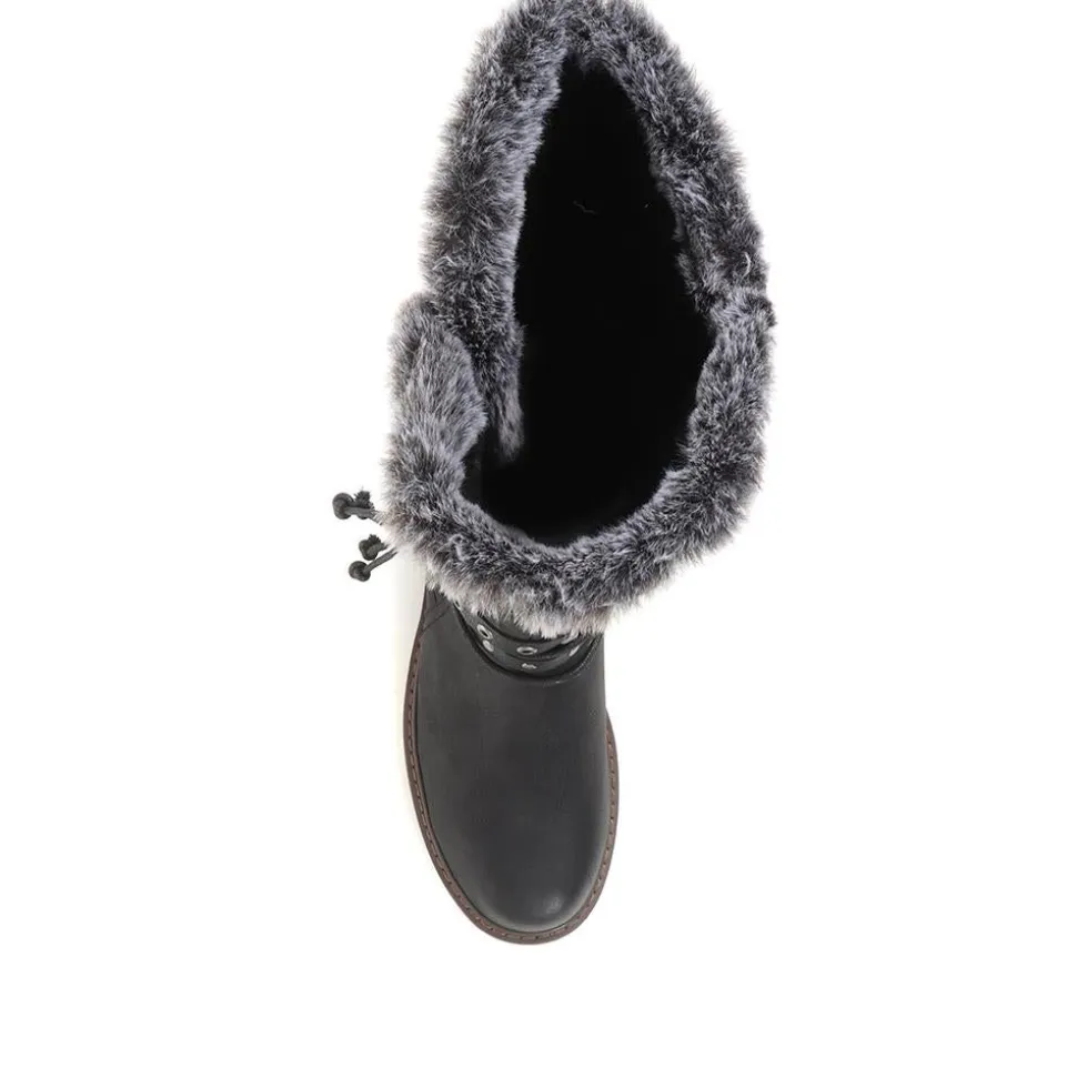 Fleece Lined Buckle Detail Boots - Black