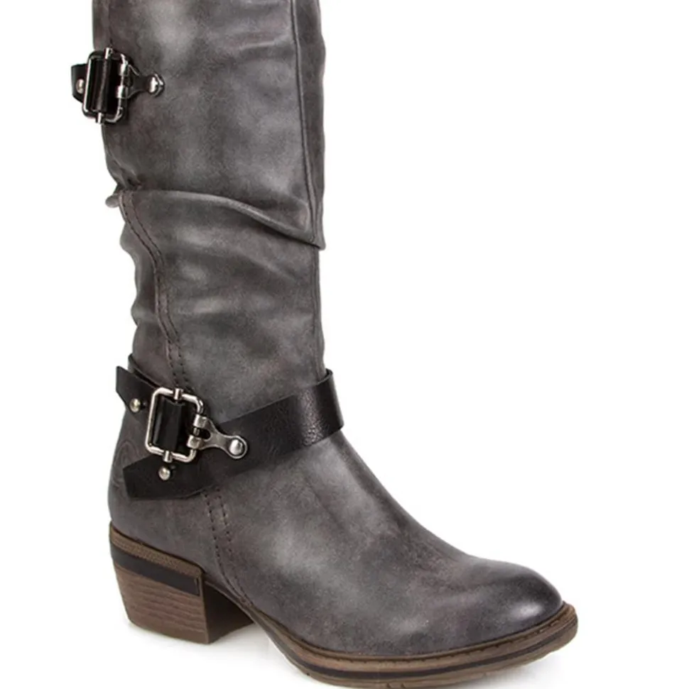 Fleece Lined Calf Length Boot - Grey