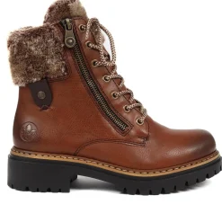 Fleece Trimmed Lace Up Ankle Boots - Tan
