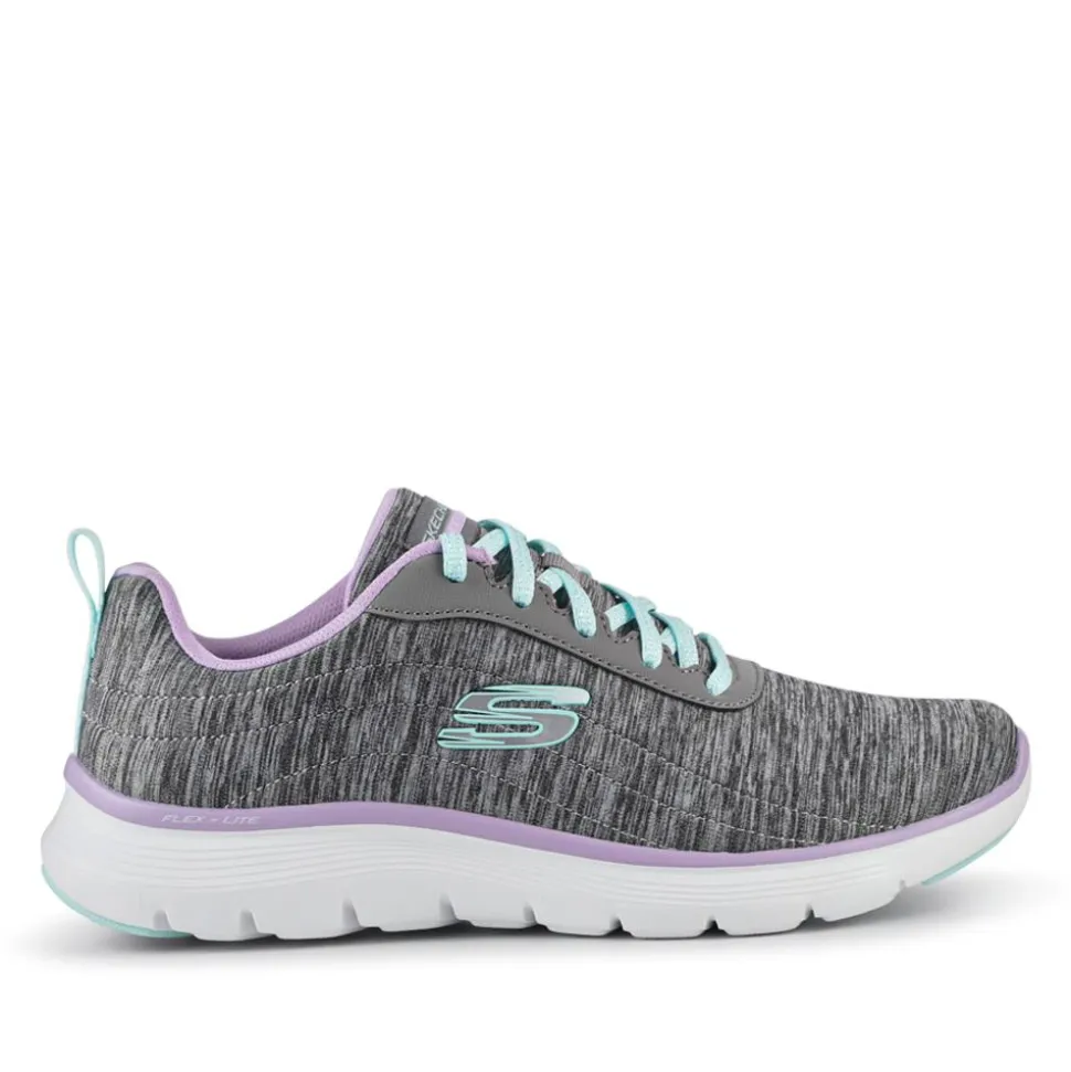 FLEX APPEAL Wide Fit Lace Up Trainers - Grey