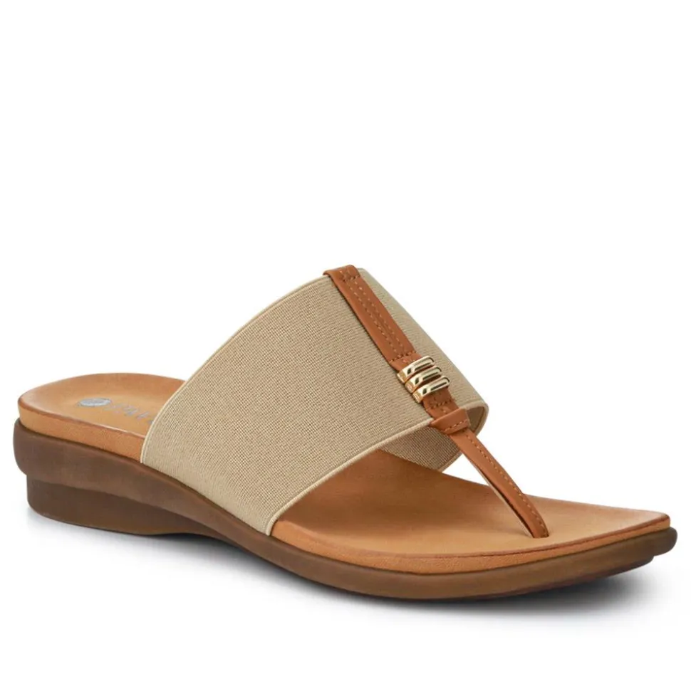 Flexible Toe Post Sandals - Beige