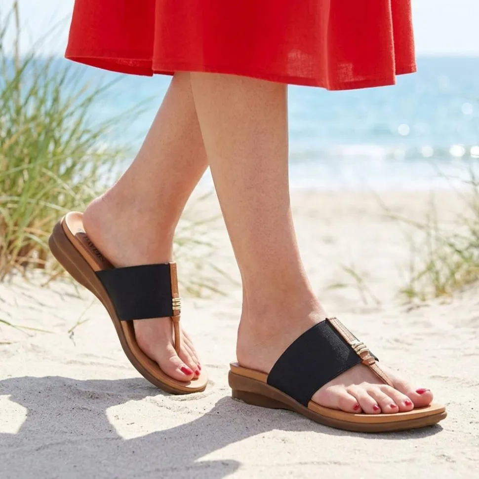 Flexible Toe Post Sandals - Black