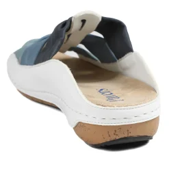 Flexible Triple Bow Cushioned Sandals - Navy - White