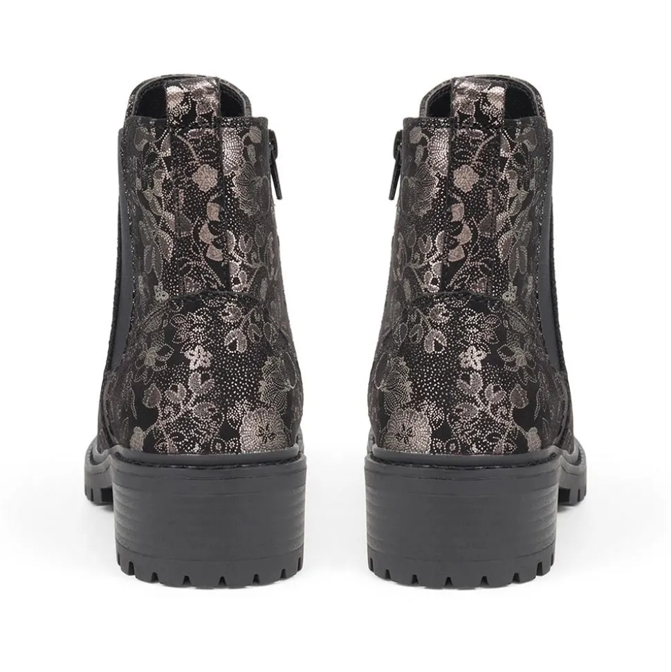 Floral Chelsea Boots - Black Floral