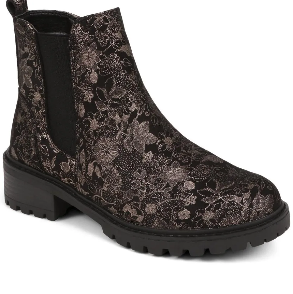 Floral Chelsea Boots - Black Floral