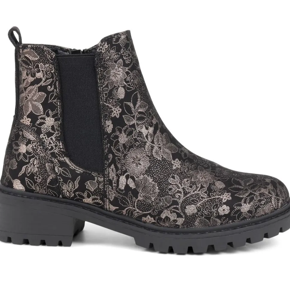 Floral Chelsea Boots - Black Floral