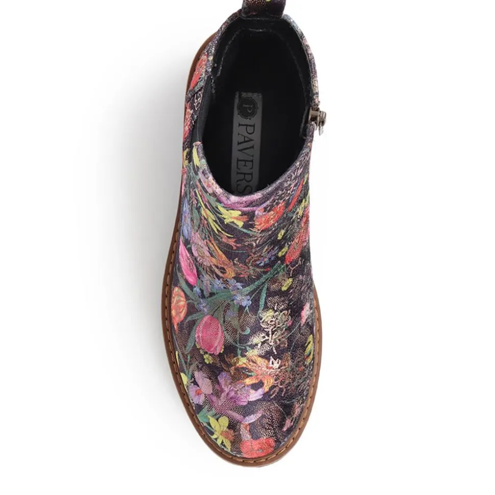 Floral Chelsea Boots - Black Multi