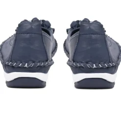 Floral Leather Ballet Pumps - Navy