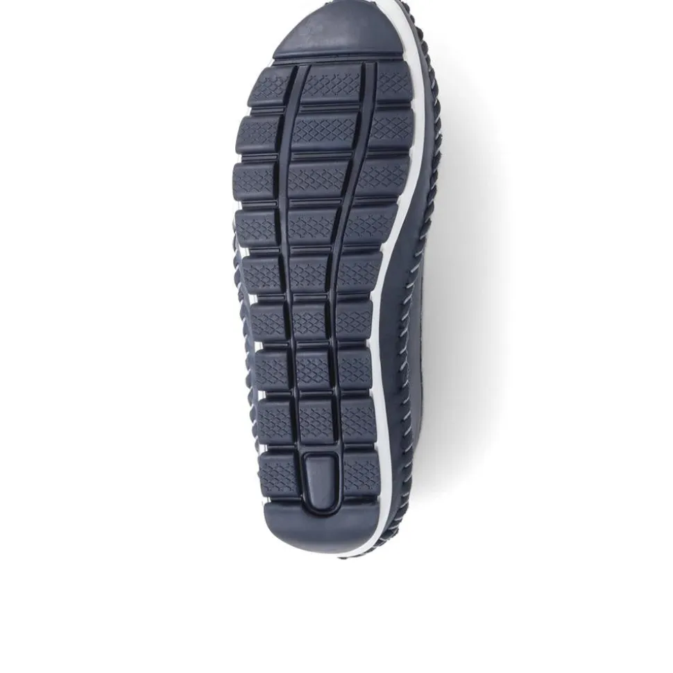 Floral Leather Ballet Pumps - Navy