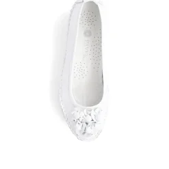 Floral Leather Ballet Pumps - White