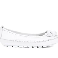 Floral Leather Ballet Pumps - White