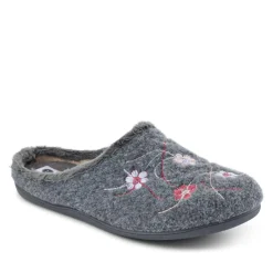 Floral Pattern Mule Slippers - Grey