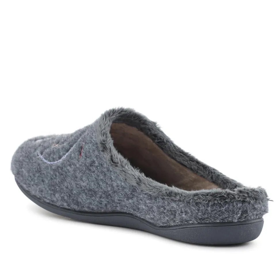 Floral Pattern Mule Slippers - Grey