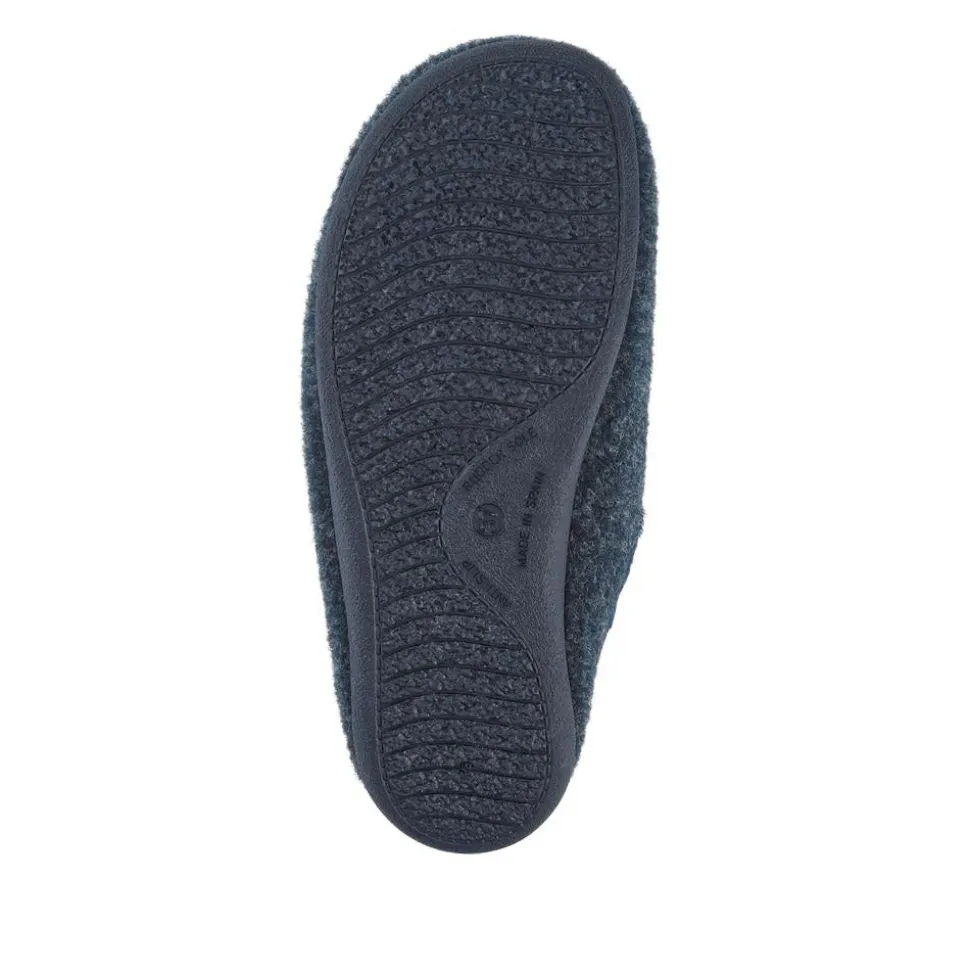 Floral Pattern Mule Slippers - Navy