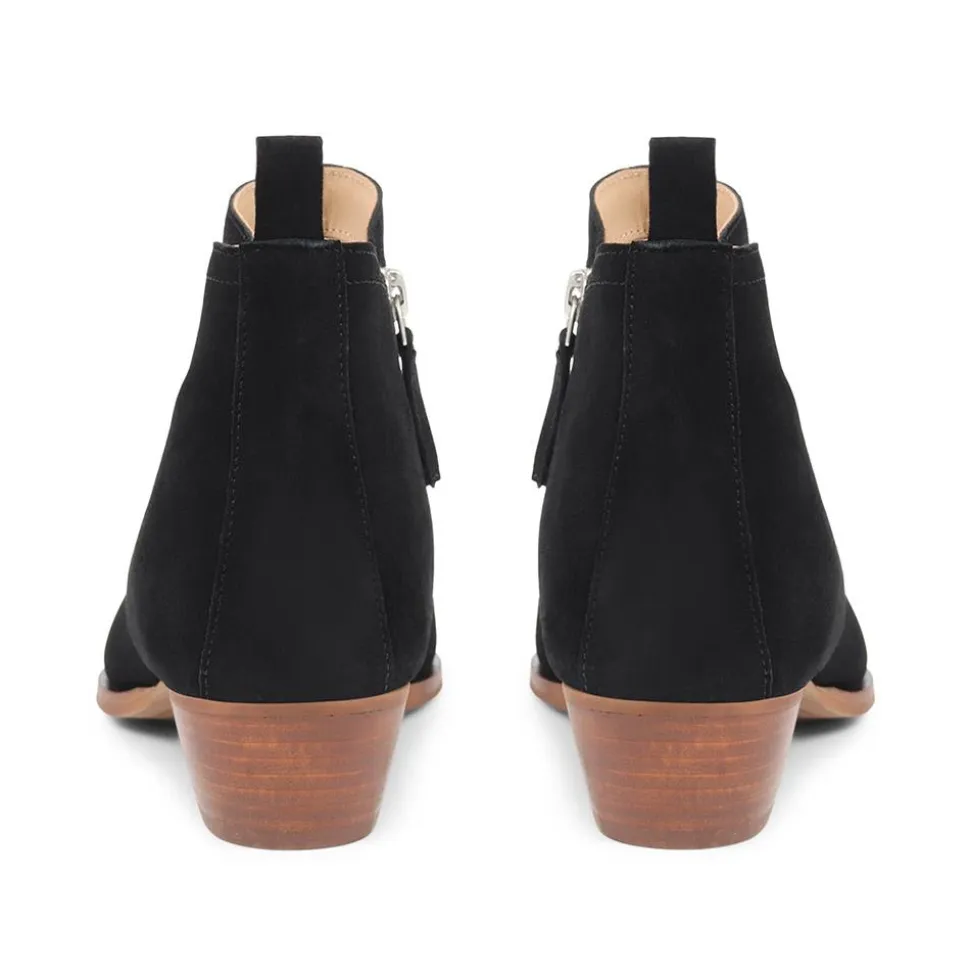Florie Heeled Leather Ankle Boots - Black