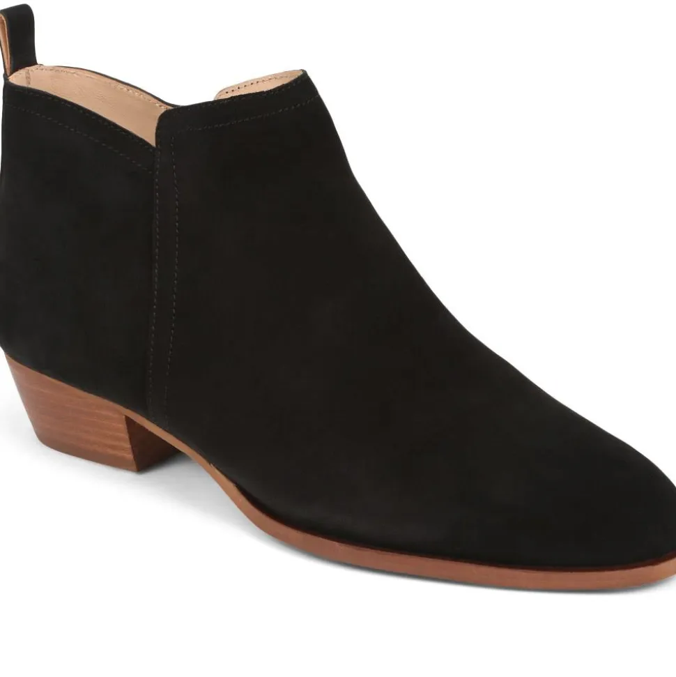 Florie Heeled Leather Ankle Boots - Black